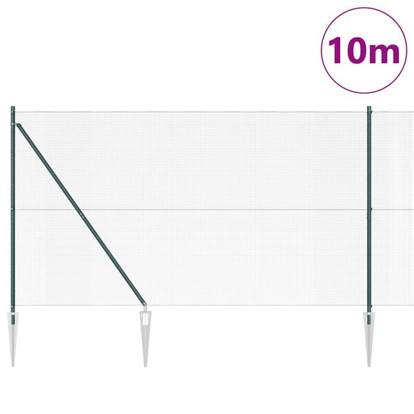 vidaXL Stĺp na plot. Zelen&aacute; 10 x 1,6 m (12 x 12 mm sieť) Ocel a PVC