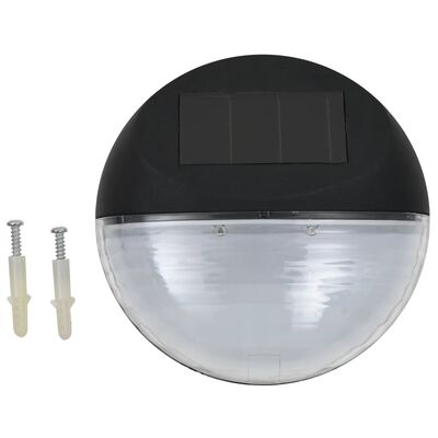 vidaXL Vonkajšie solárne nástenné LED svietidlá 12 ks okrúhle čierne