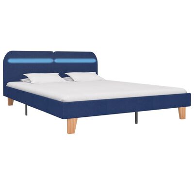 vidaXL Rám postele s LED svetlom modrý látkový 180x200 cm