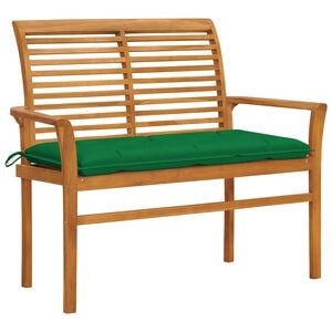 vidaXL Z&aacute;hradn&aacute; lavička, zelen&aacute; podložka 112 cm, t&iacute;kov&yacute; mas&iacute;v