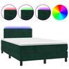 vidaXL Boxspring posteľ s matracom a LED, tmavozelen&aacute; 120x190cm, zamat