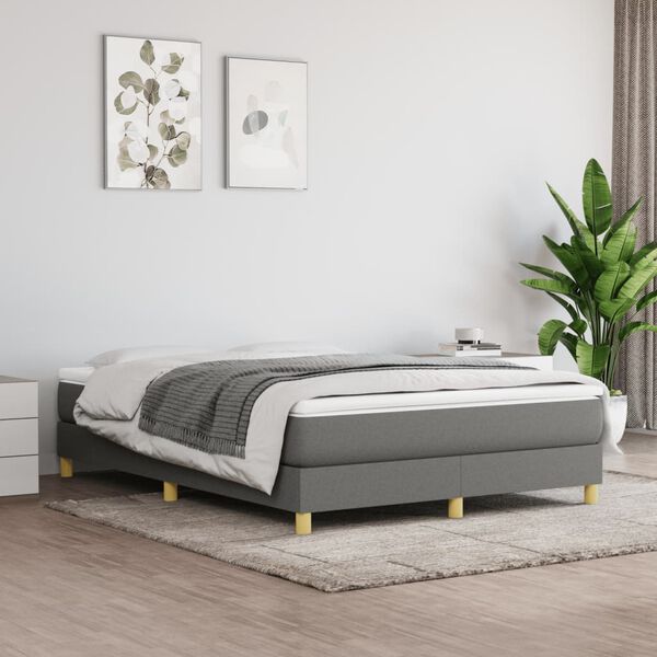 vidaXL Boxspring posteľ s matracom tmavosiv&aacute; 140x190 cm l&aacute;tka