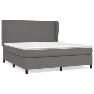 vidaXL Boxspring posteľ s matracom siv&aacute; 180x200 cm umel&aacute; koža