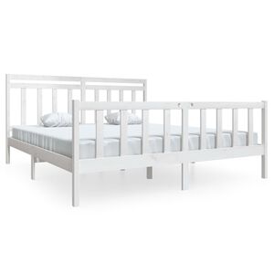 vidaXL Posteľn&yacute; r&aacute;m biely 180x200 cm Super King mas&iacute;vne drevo