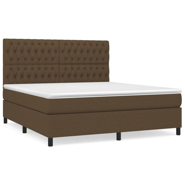 vidaXL Boxspring posteľ s matracom tmavohned&aacute; 180x200 cm l&aacute;tka