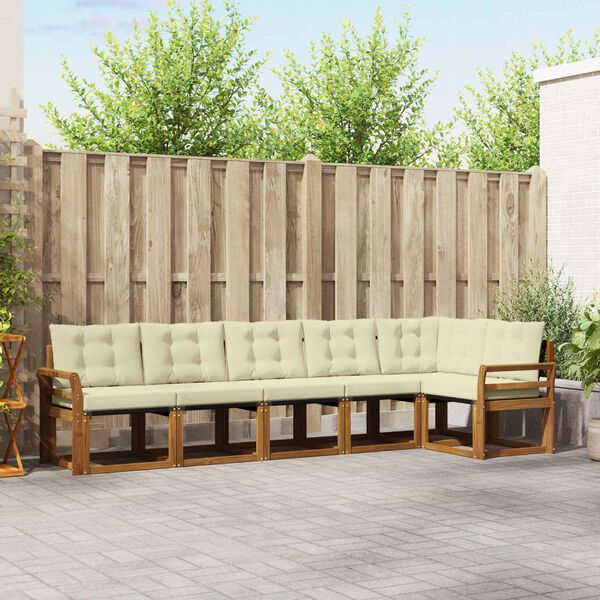 vidaXL Z&aacute;hradn&aacute; s&uacute;prava gaučov s vank&uacute;&scaron;om 6 pcs Pr&iacute;rodn&aacute; a kr&eacute;mov&aacute;