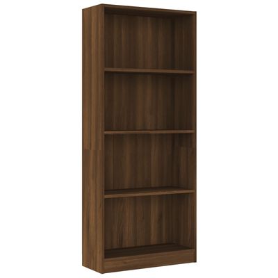 vidaXL 4-poschodová knižnica hnedý dub 60x24x142 cm spracované drevo