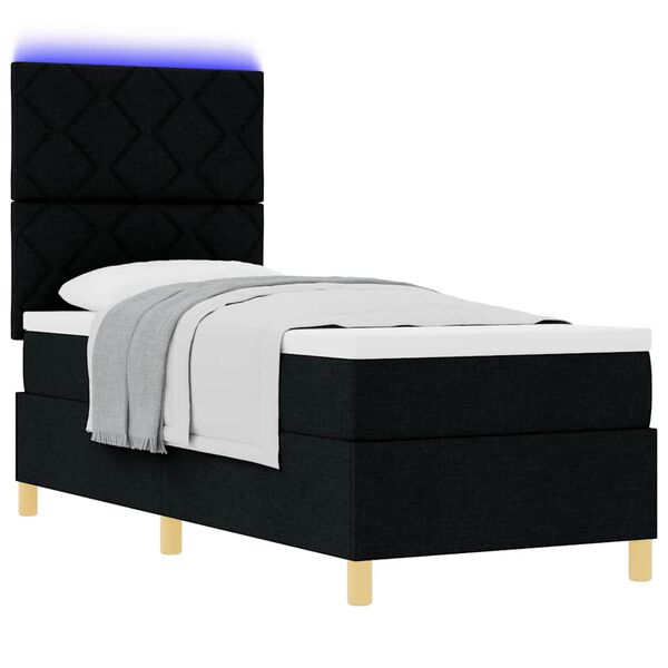 vidaXL Posteľ s pružinovým rámom s matracmi Čierna 80 x 200 cm látka