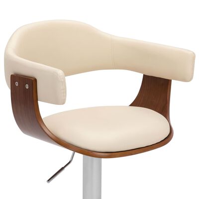 vidaXL Barové stoličky 2 ks krémové ohýbané drevo a umelá koža