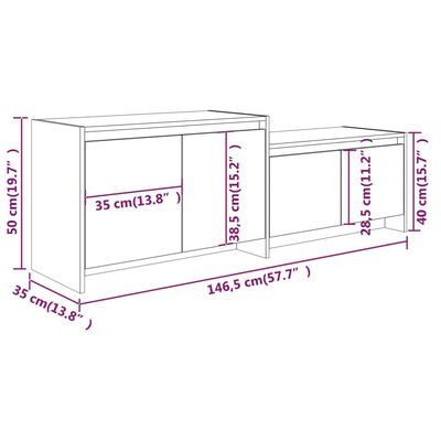 vidaXL TV skrinka hnedý dub 146,5x35x50 cm drevotrieska