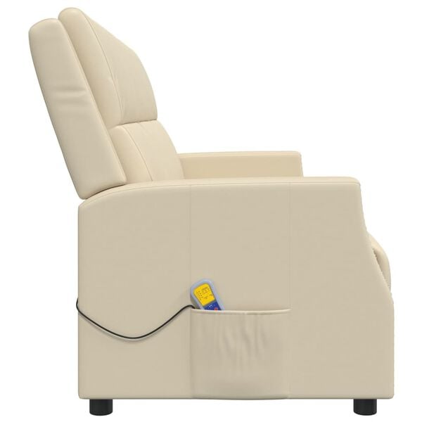 vidaXL 3-miestne sklápacie masážne kreslo, krémové, umelá koža