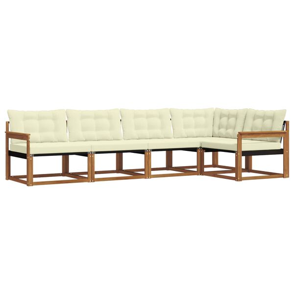 vidaXL Z&aacute;hradn&aacute; s&uacute;prava gaučov s vank&uacute;&scaron;om 5 pcs Pr&iacute;rodn&aacute; a kr&eacute;mov&aacute;