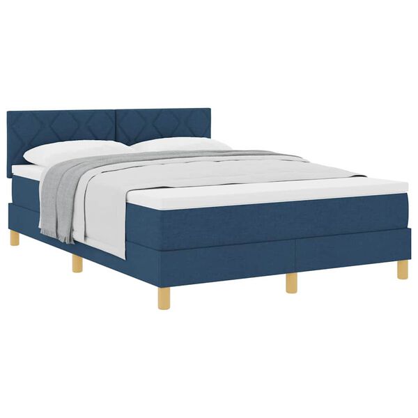 vidaXL Posteľ boxspring s matracom s matracmi Modrá 140 x 190 cm látka