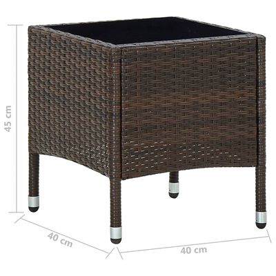 vidaXL Záhradný stôl hnedý 40x40x45 cm polyratanový