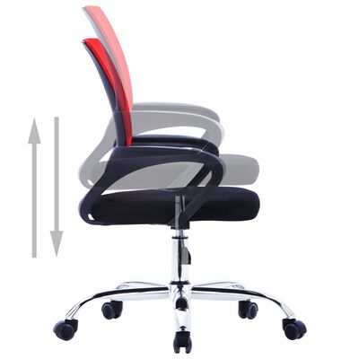 vidaXL Kancelárska stolička s mriežkovaným operadlom červená látková