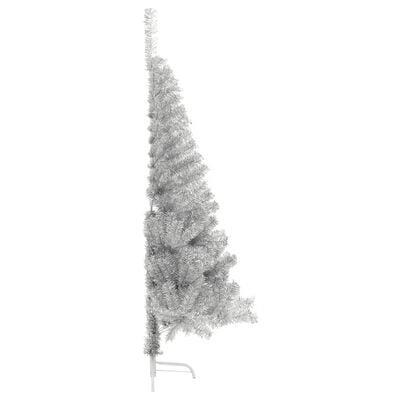 vidaXL Umelý polovičný vianočný stromček+stojan, strieborný 120 cm