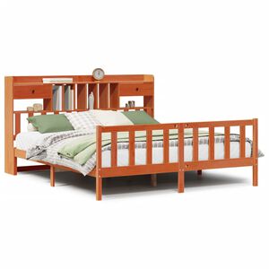 vidaXL Posteľ s knižnicou bez matraca voskov&aacute; 200x200 cm borovica