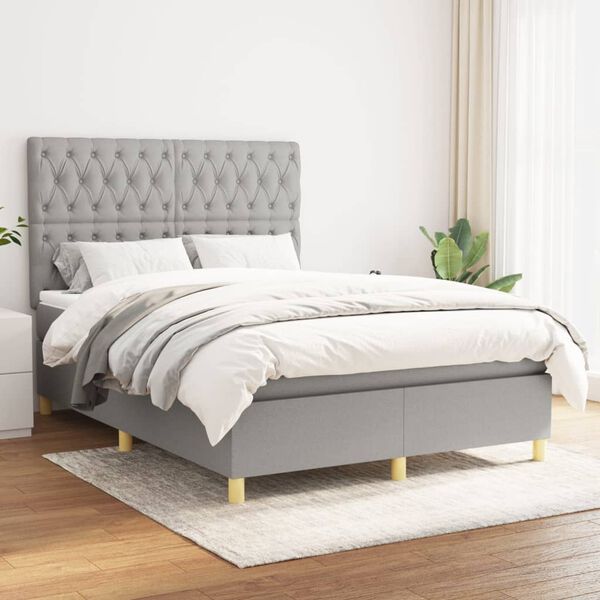 vidaXL Boxspring posteľ s matracom bledosiv&yacute; 140x190 cm l&aacute;tka