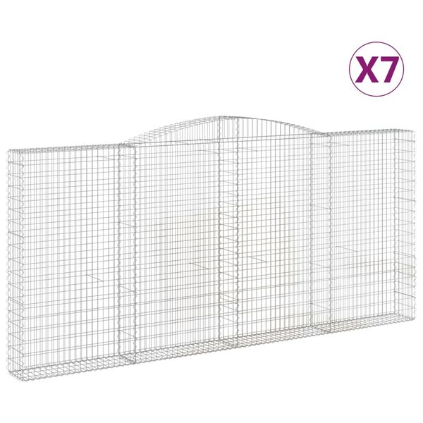 vidaXL Obl&uacute;kov&eacute; gabi&oacute;nov&eacute; ko&scaron;e 7ks 400x30x180/200cm pozinkovan&eacute; železo