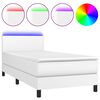 vidaXL Boxspring posteľ s matracom a LED biela 80x200 cm umel&aacute; koža