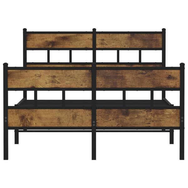 vidaXL Kovový posteľný rám bez matraca dymový dub 120x200 cm