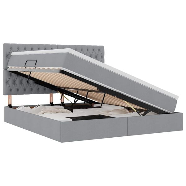 vidaXL Postel s &uacute;ložn&yacute;m prostorem a matrac&iacute; Svetlosiv&aacute; 180 x 200 cm