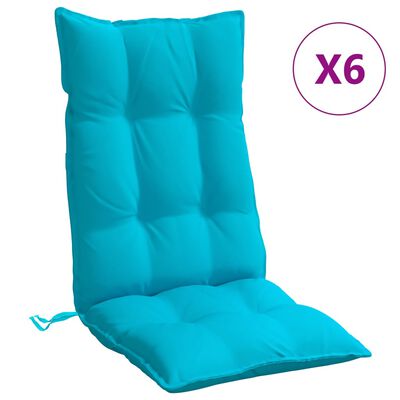 vidaXL Podušky na stoličky s vysokým operadlom 6 ks tyrkysové látka