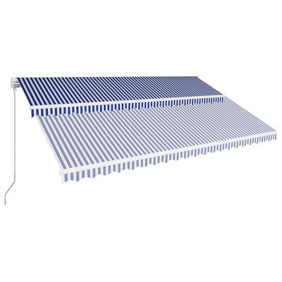 vidaXL Ručná zaťahovacia markíza modrá a biela 500x300 cm