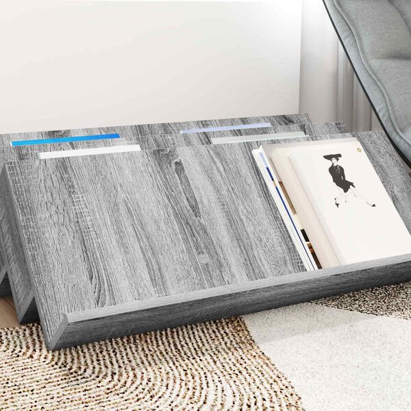 vidaXL Reg&aacute;l na časopisy s poličkou Siv&yacute; Sonoma 90 x 53 x 28,5 cm