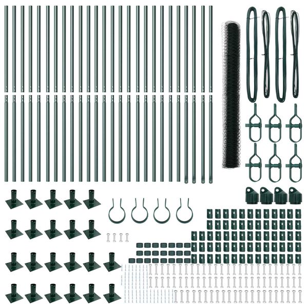 vidaXL Stĺp na plot. Zelená 50 x 1,6 m (36 mm pletivo) Ocel a PVC