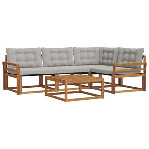 vidaXL Z&aacute;hradn&aacute; s&uacute;prava gaučov s vank&uacute;&scaron;om 5 pcs Pr&iacute;rodn&aacute; a svetlosiv&aacute;