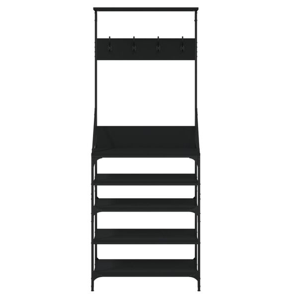 vidaXL Ve&scaron;iak na &scaron;aty o skrinkou na top&aacute;nky, čierny 70x34x184 cm