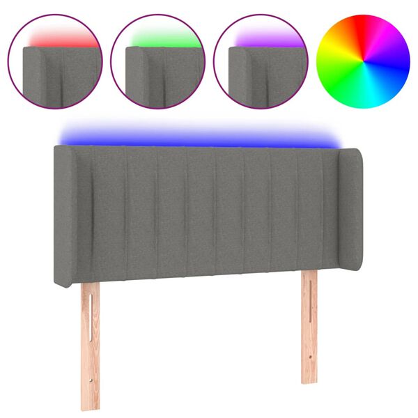 vidaXL Čelo postele s LED tmavosivé 83x16x78/88 cm látka