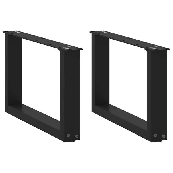 vidaXL Nohy konferenčn&eacute;ho stol&iacute;ka v tvare U, 2 ks, čierne, 50 x (30-31) cm, oceľov&eacute;