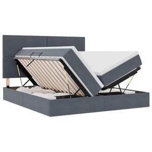vidaXL LED &uacute;ložn&aacute; posteľ s matracom Tmavosiv&aacute; 180 x 200 cm Zamat