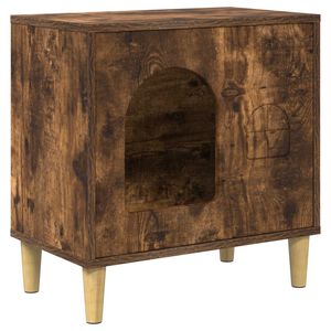 vidaXL Mačka Dom Dymov&aacute; dub 51 x 30 x 52 cm Kompozitn&eacute; drevo