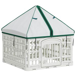 vidaXL 4 panelov&yacute; ps&iacute; v&yacute;beh s strechou 60 x 60 x 82 cm Plast Biela