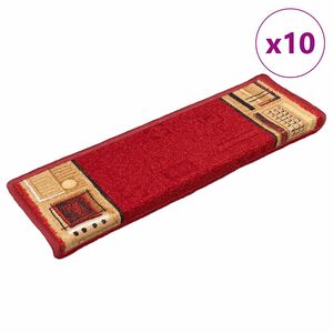 vidaXL N&aacute;&scaron;ľapy na schody samolepiace 10 ks 65x21x4 cm červen&eacute;
