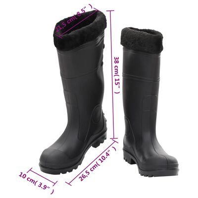 vidaXL Topánky do dažďa s vyberateľnými ponožkami čierne veľk. 39 PVC