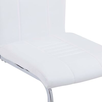 vidaXL Jedálenské stoličky, perová kostra 2 ks, biele, umelá koža
