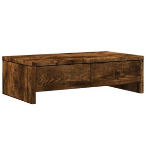 vidaXL Stojan na monitor a z&aacute;suvky dymov&yacute; 50x27x15 cm kompozitn&eacute; drevo