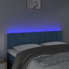 vidaXL Čelo postele s LED tmavomodr&eacute; 144x5x78/88 cm zamat