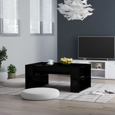 vidaXL Konferenčný stolík, lesklý čierny 100x60x42 cm, drevotrieska
