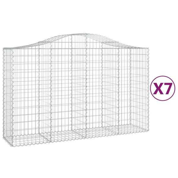 vidaXL Obl&uacute;kov&eacute; gabionov&eacute; ko&scaron;e 7 ks 200x50x120/140 cm pozink. železo