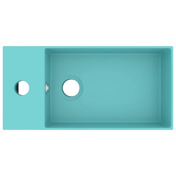 vidaXL Um&yacute;vadlo s prepadom, keramika, matn&eacute; svetlozelen&eacute;