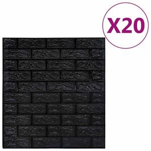 vidaXL 3D tapeta tehly samolepiaca 20 ks čierna