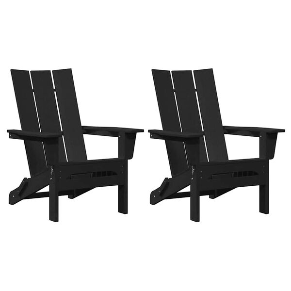 vidaXL Záhradný lounge nábytok 2 pcs Čierna 74.5 x 80.5 x 90cm Plast