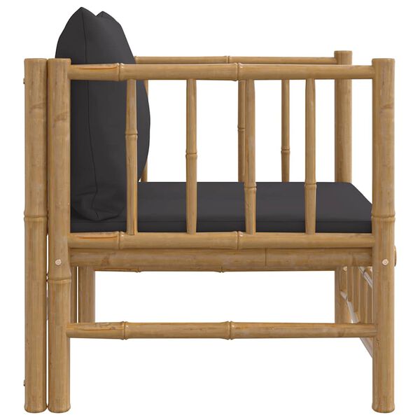 vidaXL Z&aacute;hradn&aacute; pohovka s tmavosiv&yacute;mi vank&uacute;&scaron;mi bambus