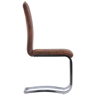 vidaXL Jedálenské stoličky, perová kostra 4 ks, hnedé, umelý semiš