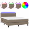 vidaXL Posteľ boxsping s matracom a LED sivohned&aacute; 140x190 cm l&aacute;tka
